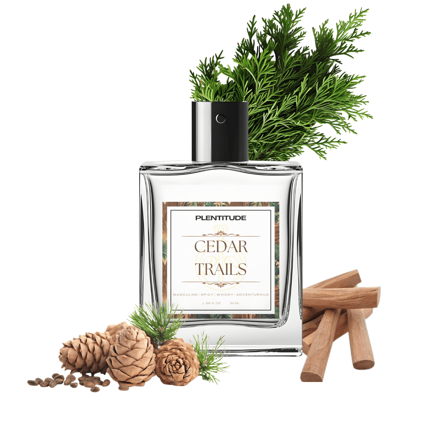 Cedar Trails Eau De Parfum | Fresh & Woody Men Fragrance | 50ml | Plentitude - Plentitude | Luxury Fragrances