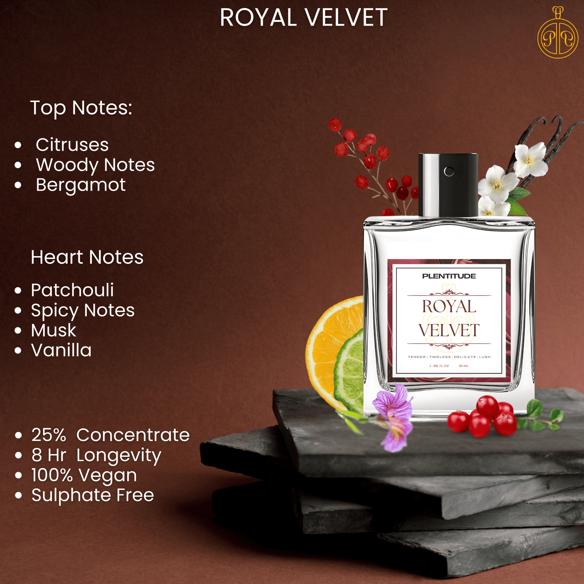 Royal Velvet Eau De Parfum | Luxurious Long - Lasting Woody & Floral Fragrance for Women | Plentitude - Plentitude | Luxury Fragrances