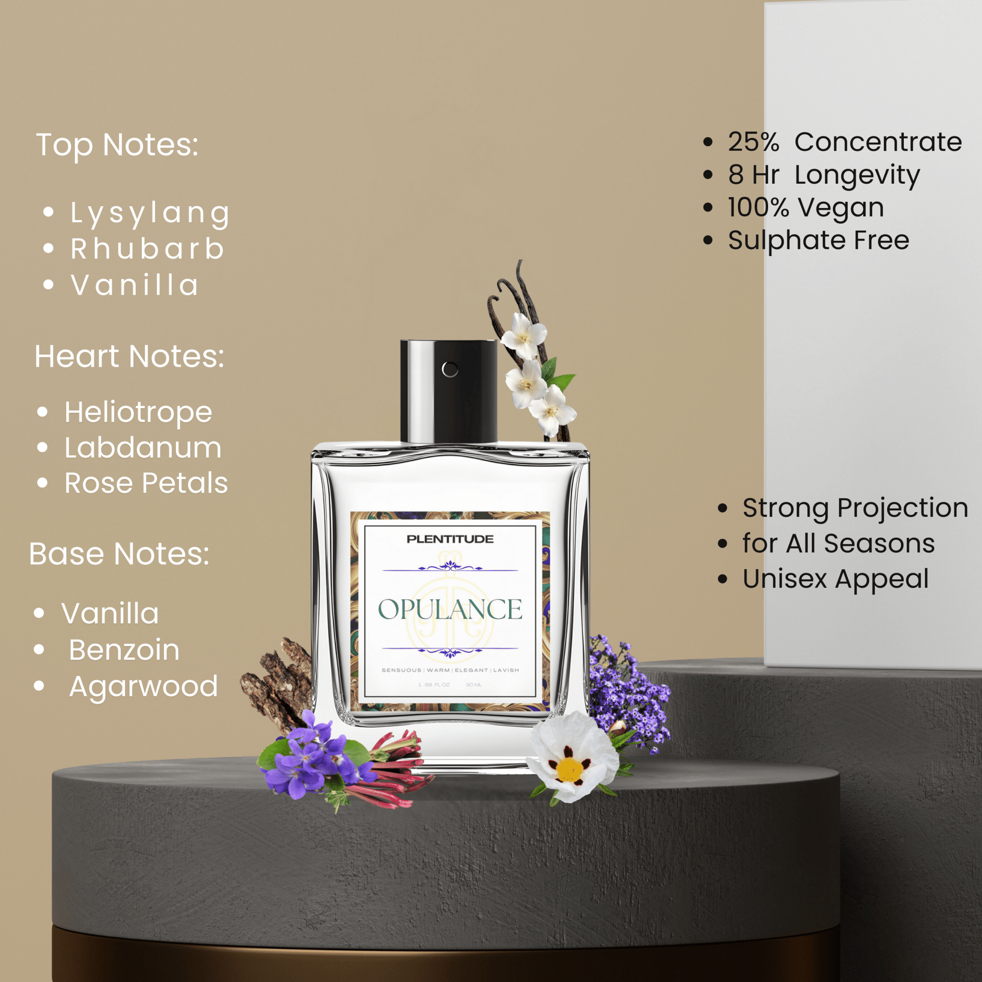 Opulance Eau De Parfum | Luxurious Floral & Oriental Men Fragrance | 50ml | Plentitude - Plentitude | Luxury Fragrances